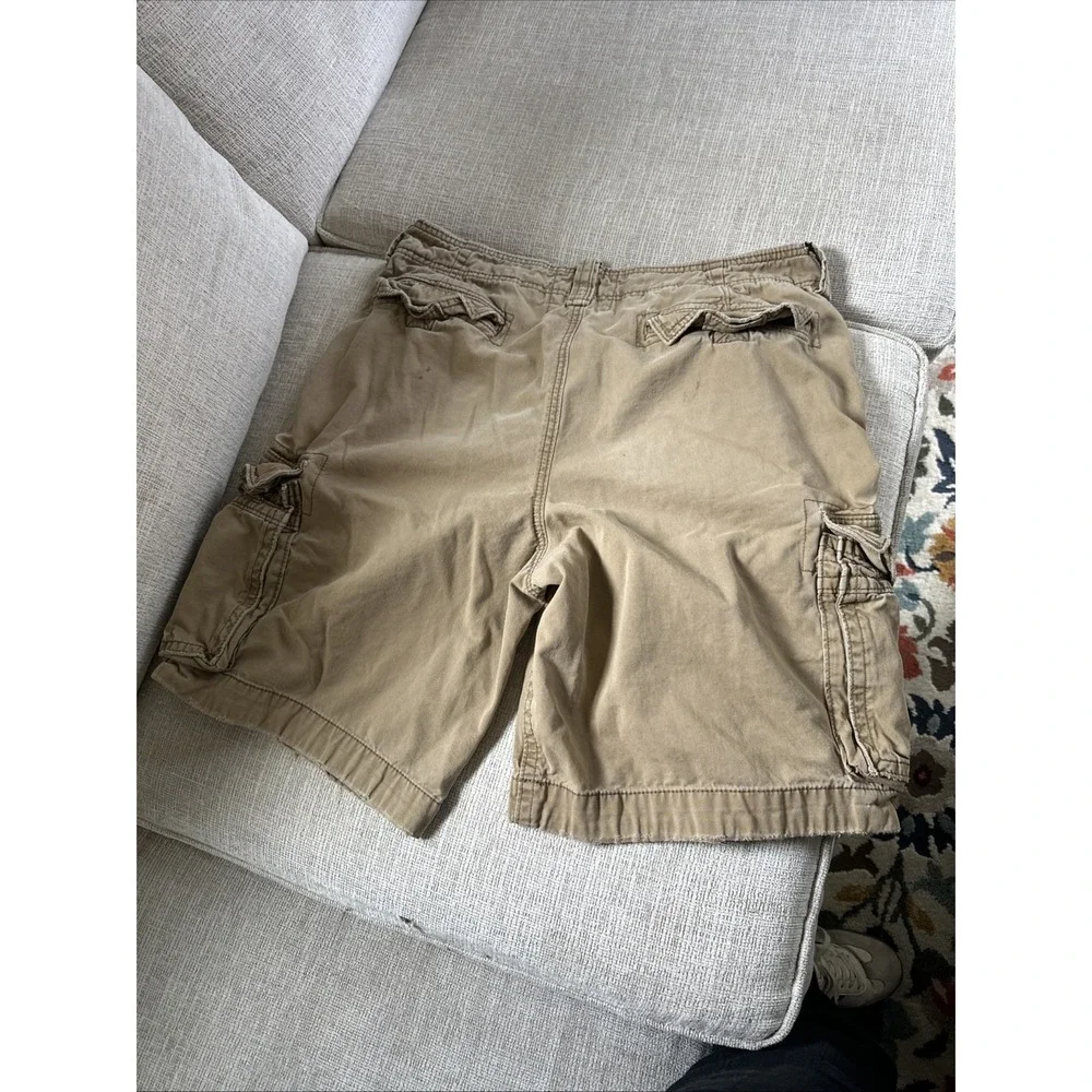 Vintage Y2K Hollister Cargo Shorts Tan Distressed Utlity Baggy Men's Size 34